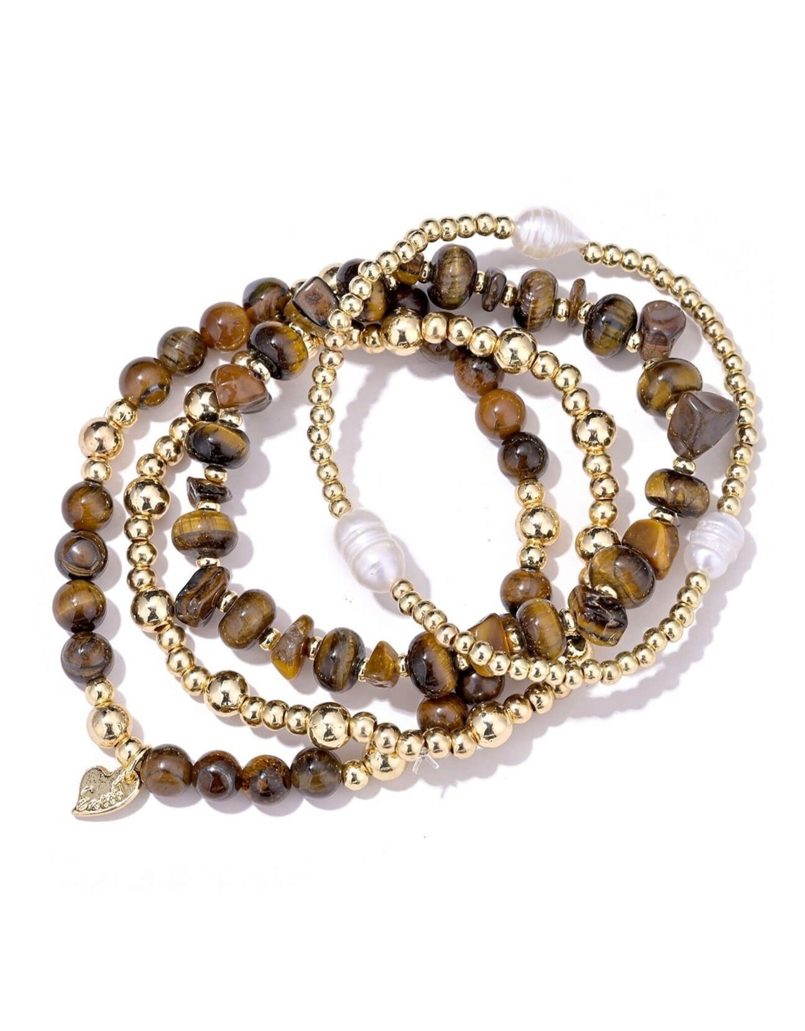 Kralen armbanden set - bruin