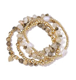 Kralen armbanden set - beige