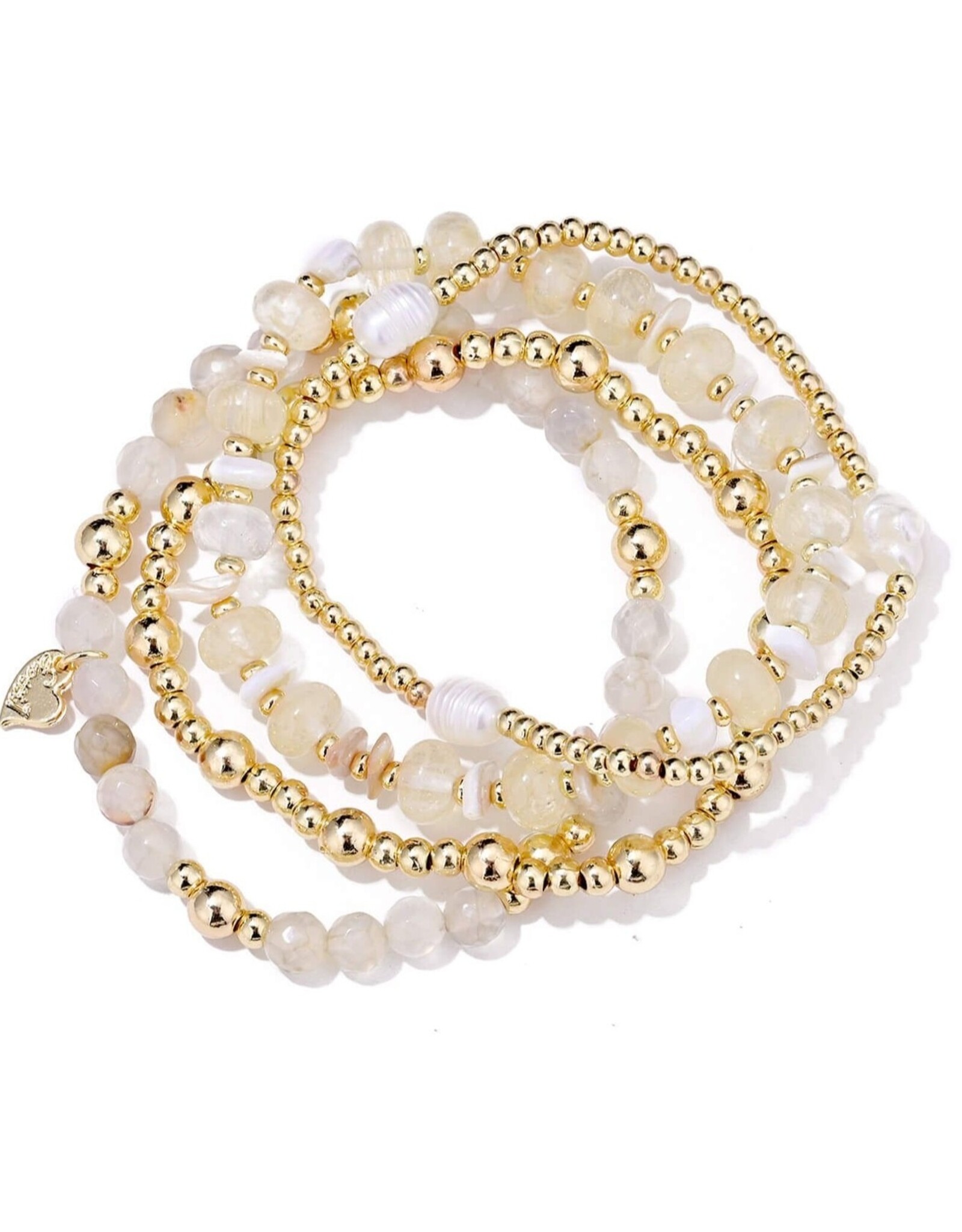 Kralen armbanden set - creme