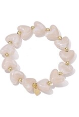 Kralen armband hartjes - beige