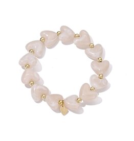Kralen armband hartjes - beige