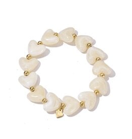 Kralen armband hartjes - creme