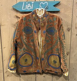 Suzani velvet jasje – camel bloemen