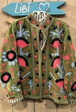 Suzani velvet jasje – groen bloemen