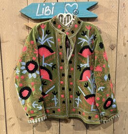 Suzani velvet jasje – groen bloemen