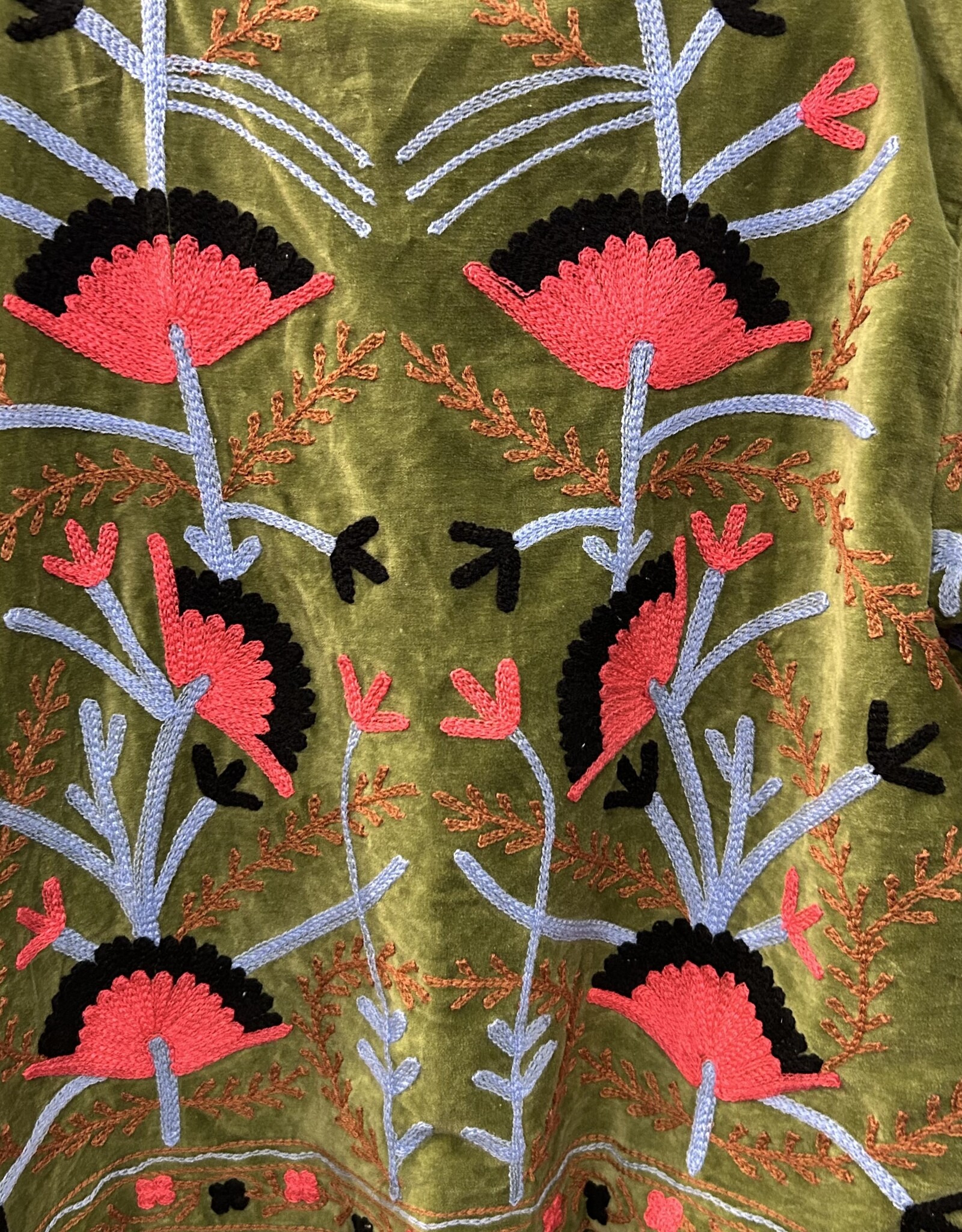 Suzani velvet jasje – groen bloemen