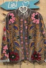 Suzani velvet jasje – grijs bladeren