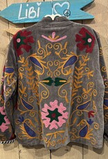 Suzani velvet jasje – grijs bladeren