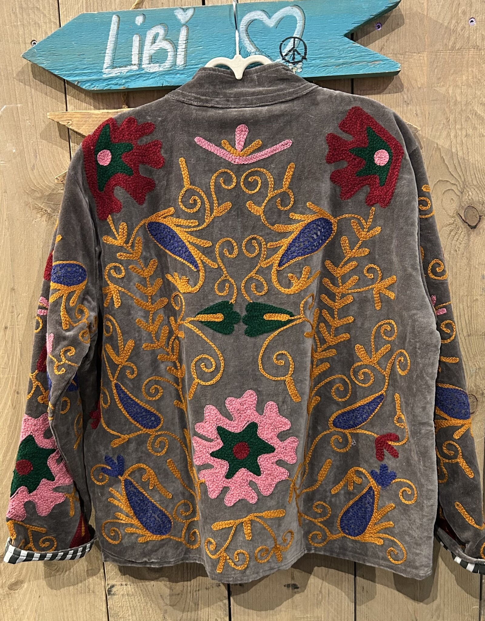 Suzani velvet jasje – grijs bladeren