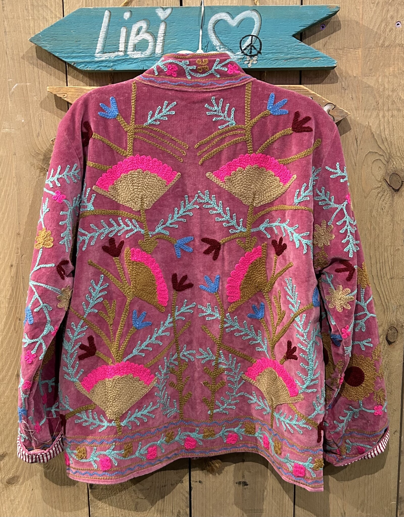 Suzani velvet jasje – roze bloemen