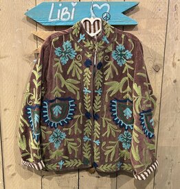 Suzani velvet jasje – bruin bloemen