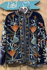 Suzani velvet jasje – donkerblauw bloemen