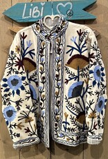 Suzani velvet jasje – ecru bloemen