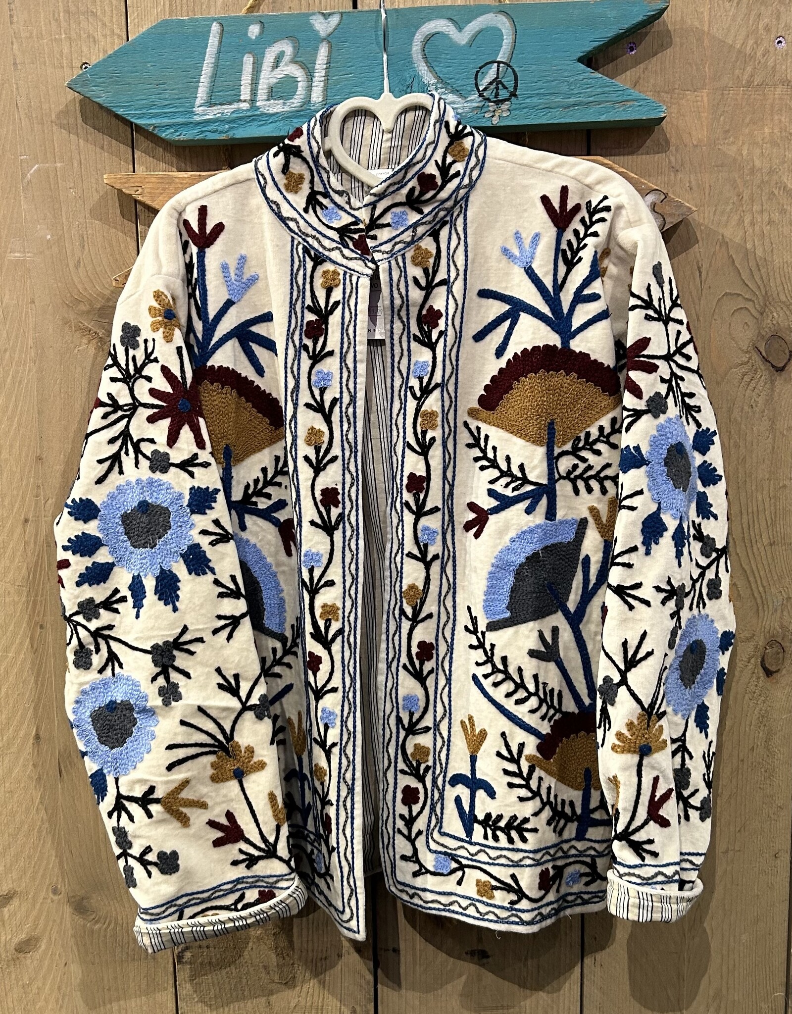 Suzani velvet jasje – ecru bloemen