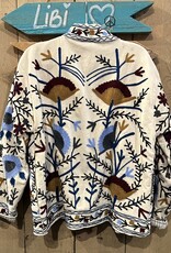 Suzani velvet jasje – ecru bloemen