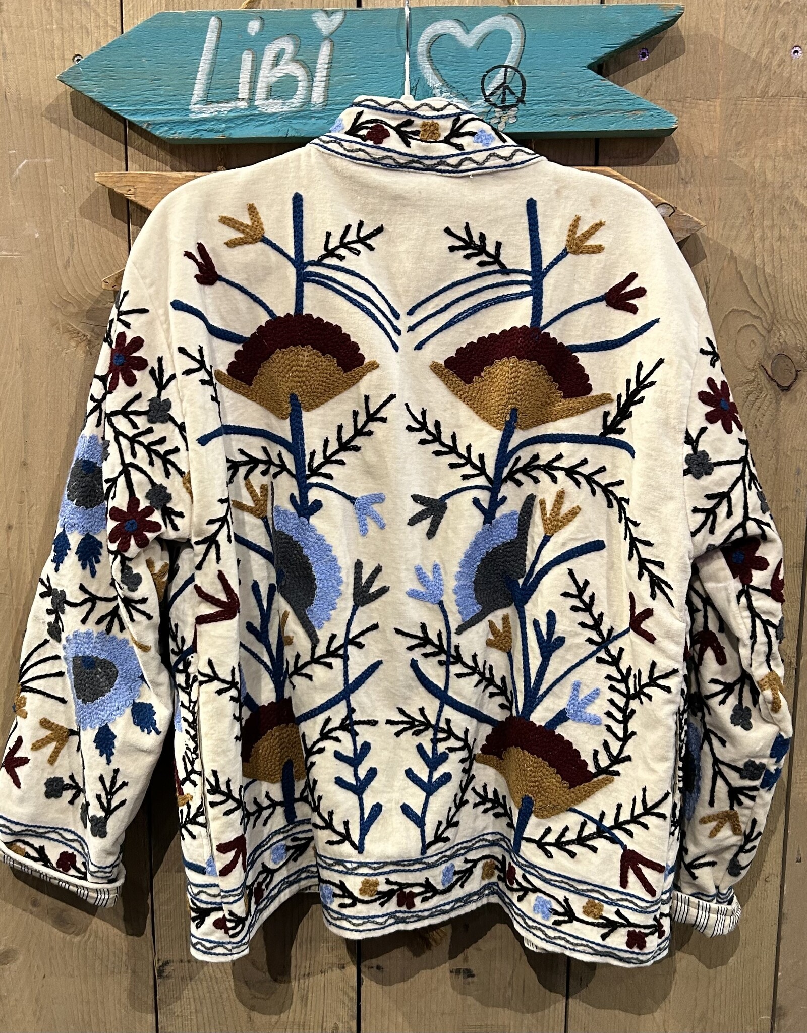 Suzani velvet jasje – ecru bloemen