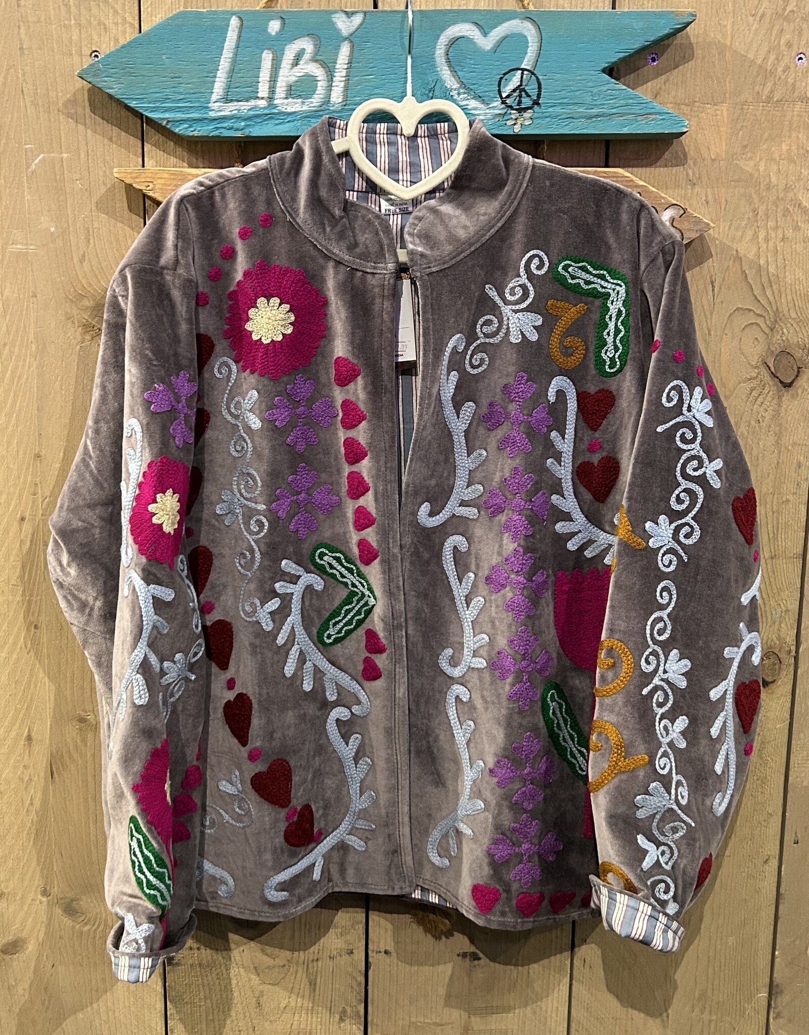 Suzani velvet jasje – grijs pauw