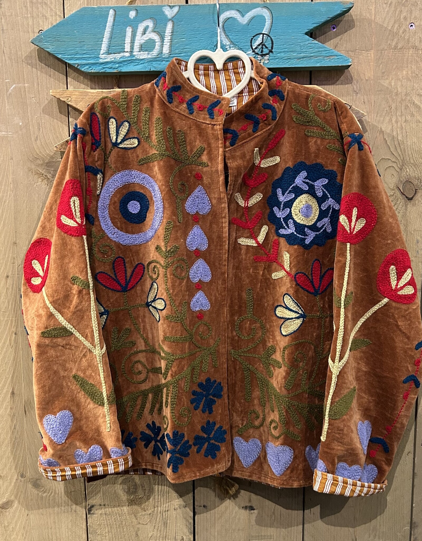 Suzani velvet jasje – camel bladeren