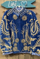 Suzani velvet jasje – blauw beige