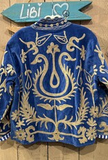 Suzani velvet jasje – blauw beige