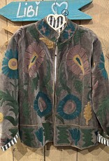 Suzani velvet jasje – grijs bloemen