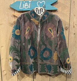 Suzani velvet jasje – grijs bloemen