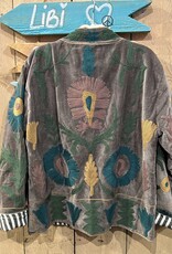 Suzani velvet jasje – grijs bloemen