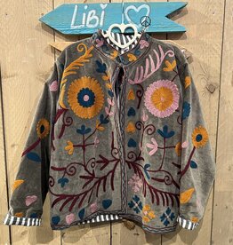 Suzani velvet jasje – grijs vogels