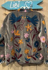 Suzani velvet jasje – grijs vogels