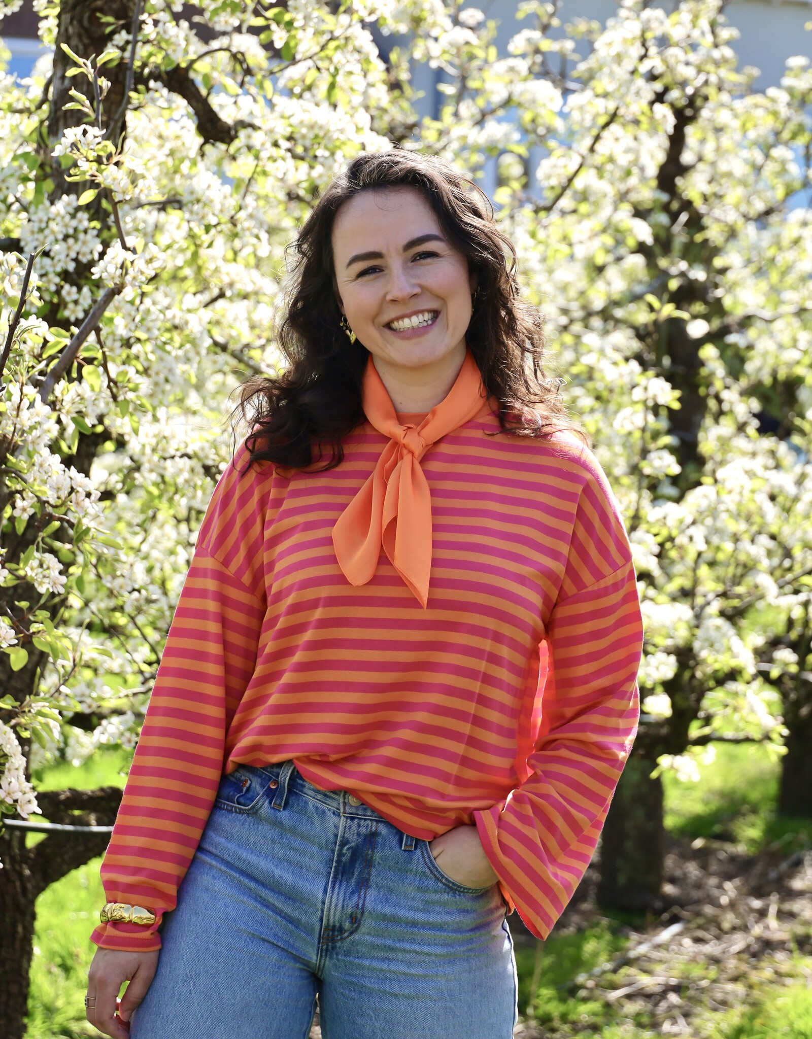 Gestreept shirt - roze/oranje