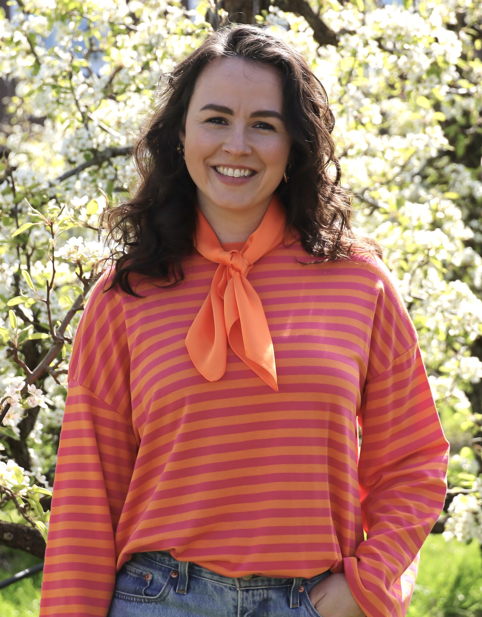 Gestreept shirt - roze/oranje