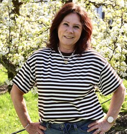 Gestreept t-shirt - bruin/wit