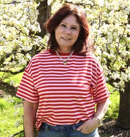 Gestreept t-shirt - lichtroze/rood