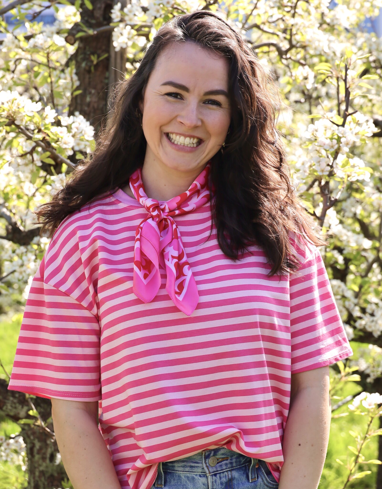 Gestreept t-shirt - lichtroze/ donkerroze