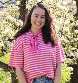 Gestreept t-shirt - lichtroze/ donkerroze