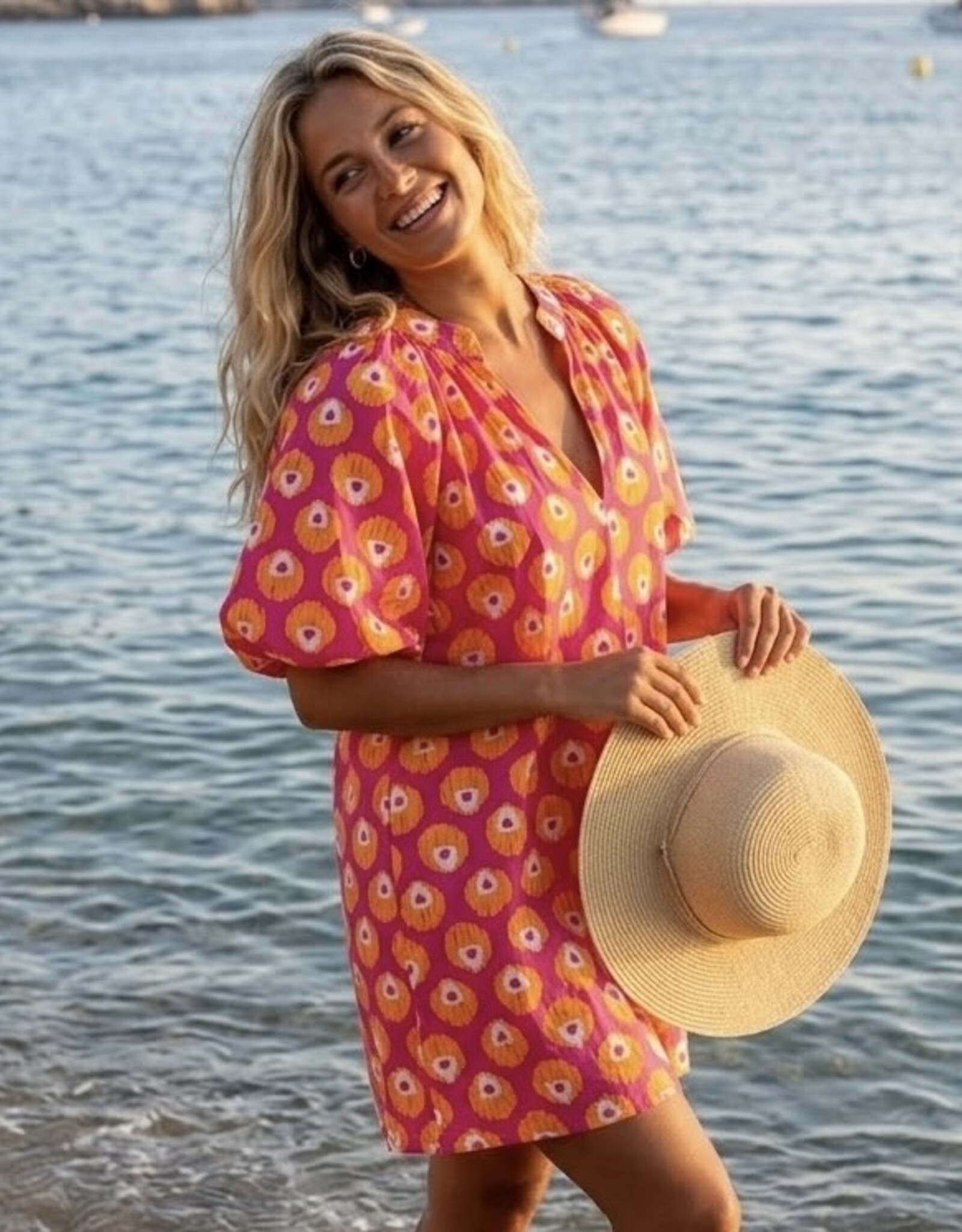 Jurkje print roze/oranje