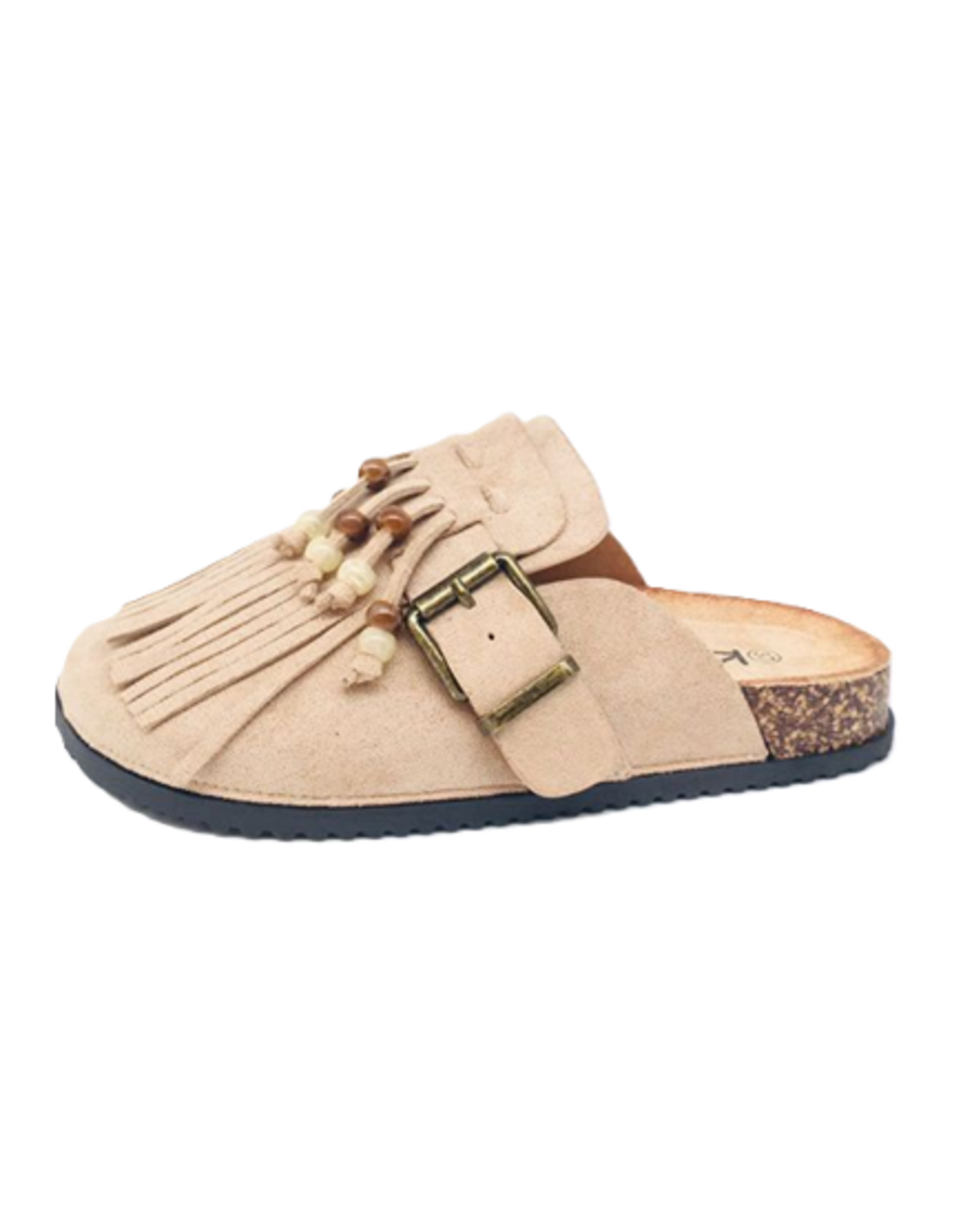 Klompjes franjes beige