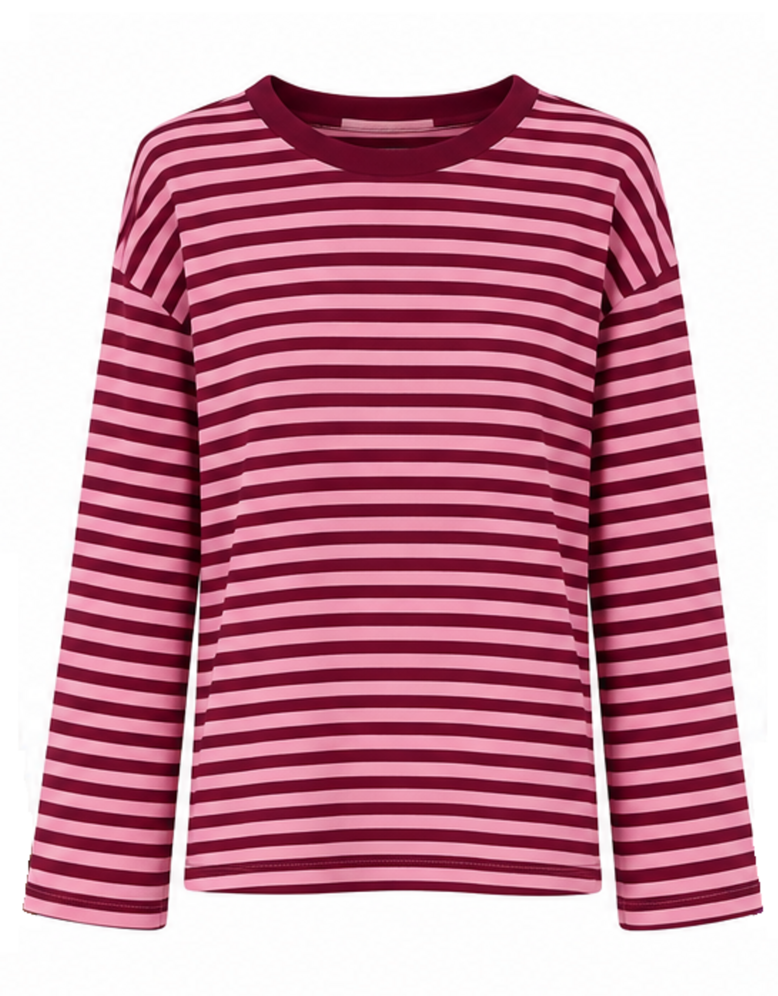 Gestreept shirt - bordeaux/roze