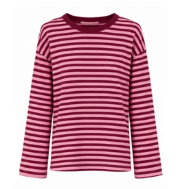 Gestreept shirt - bordeaux/roze