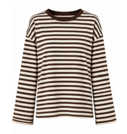 Gestreept shirt - bruin/ecru