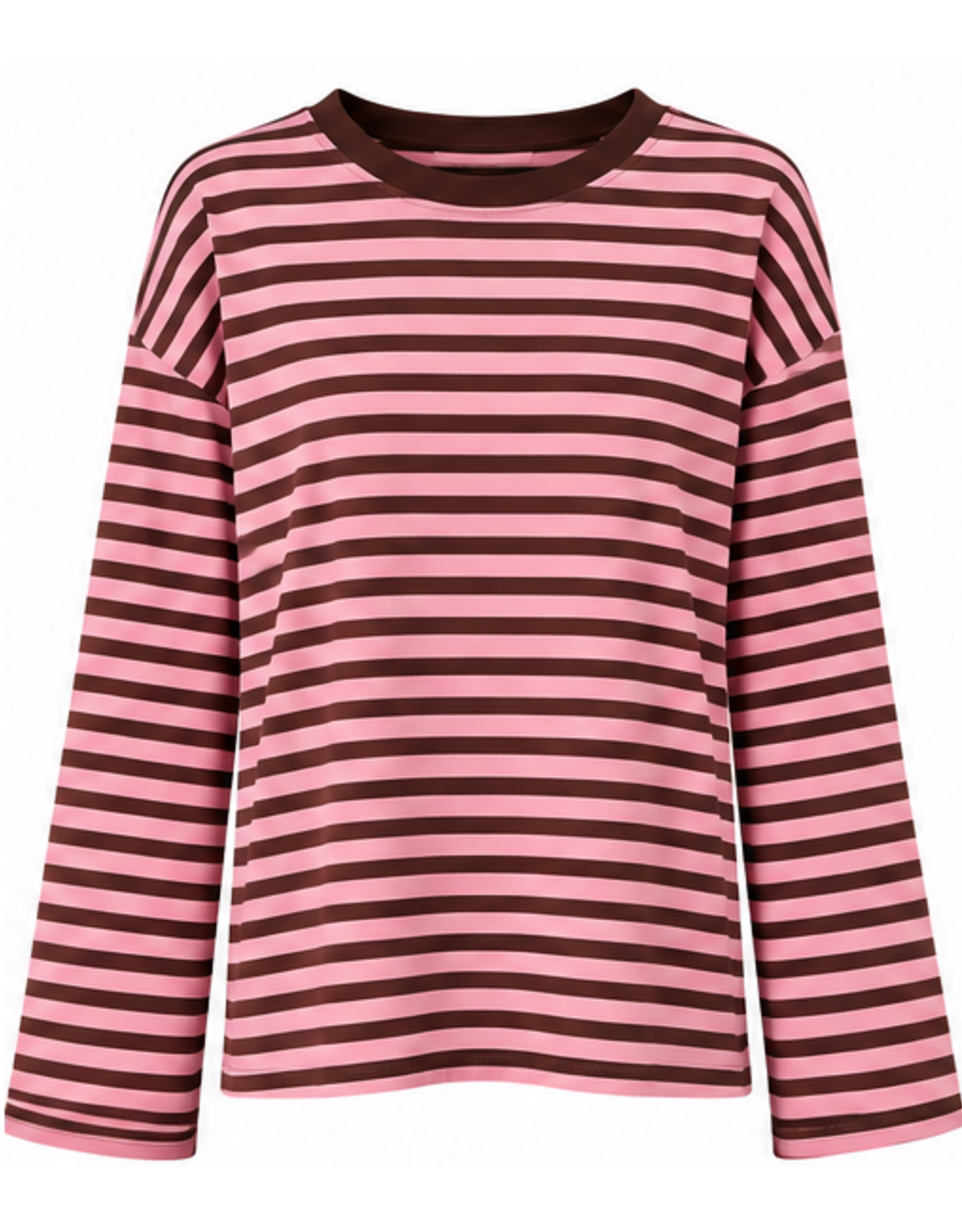 Gestreept shirt - bruin/roze