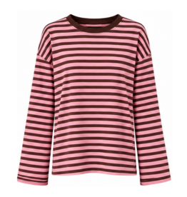 Gestreept shirt - bruin/roze
