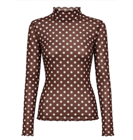 Mesh top - polkadots bruin