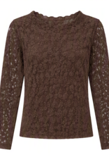 Kanten top - bruin