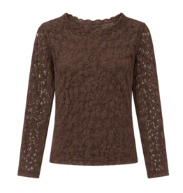 Kanten top - bruin