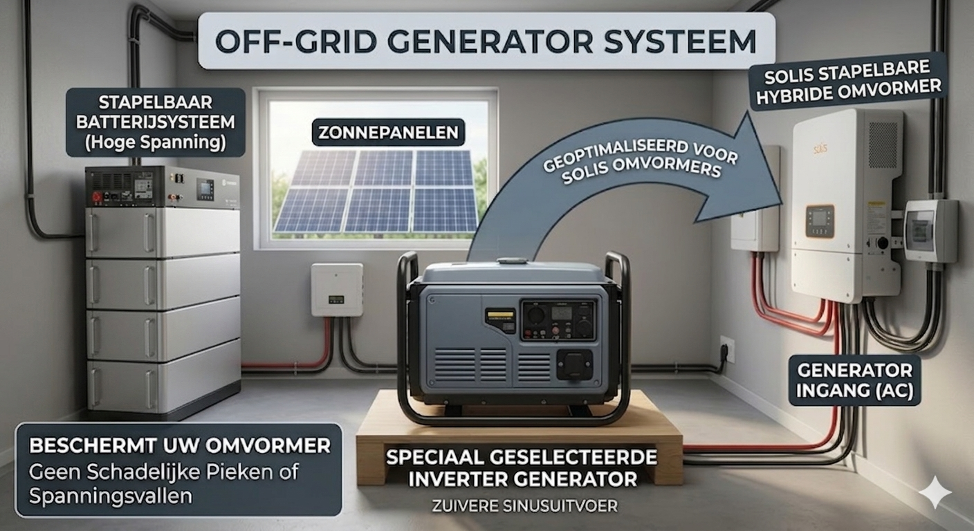 Generator aangesloten op Solis omvormer