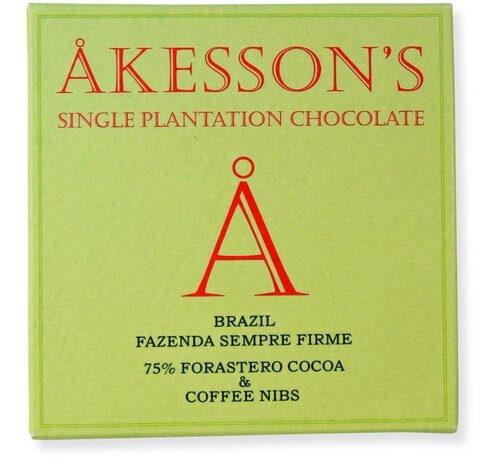 Akesson's Dunkle Schokolade 75% Brazil Sempre Firme mit Kaffee