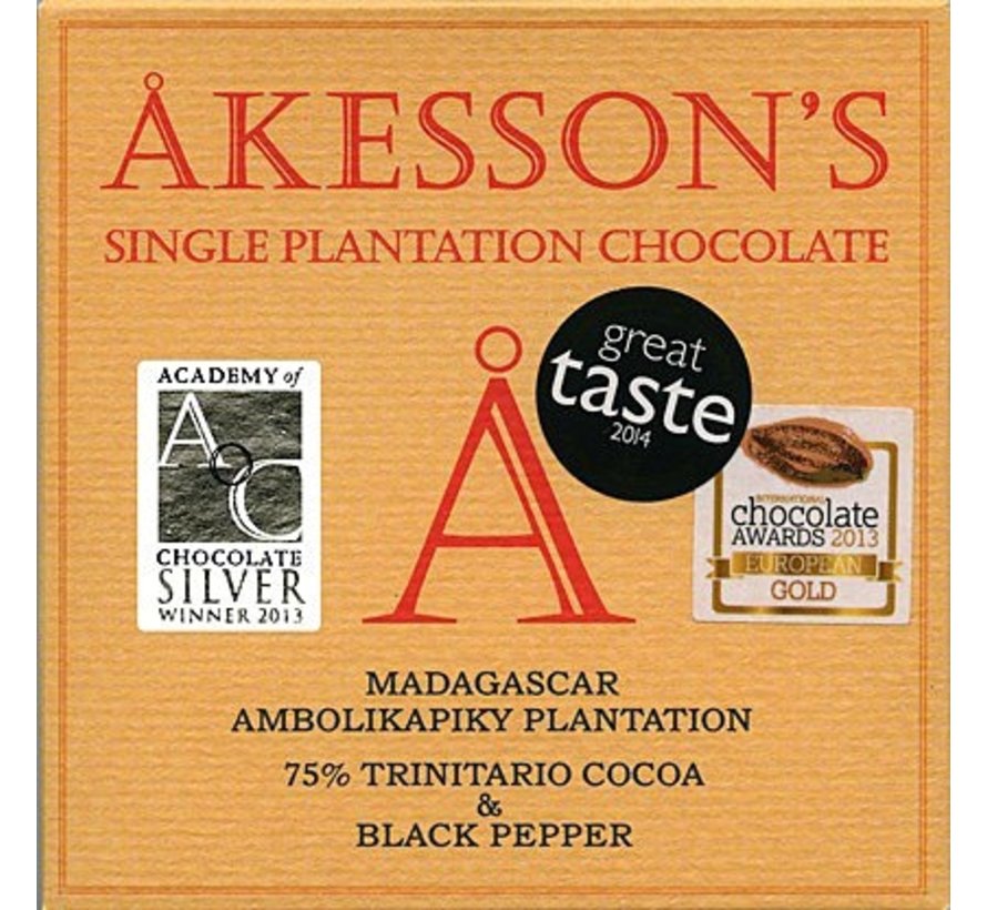 Dunkle Bio-Schokolade 75% Madagascar Black Pepper