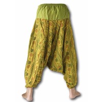Uniseks harembroek Ohm/Sanskriet gifgroen Fishermanspants Uniseks harembroek Ohm/Sanskriet gifgroen