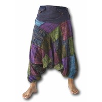 Uniseks harembroek Patchwork blauw Fishermanspants Uniseks harembroek Patchwork blauw